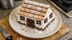 焼かずに作れるクリスマスハウス—ビスケット×ヨーグルトクリームで簡単かわいい立体スイーツ