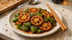 揚げ焼きでカリッと仕上げる、シャキシャキ蓮根の甘辛炒め（お弁当にも）