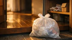 固結びでほどけないゴミ袋を切らずにほどく方法、ねじって押し込む3ステップ