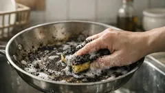 捨てないで正解！コーヒーかすでフライパンの焦げと油汚れを落とす簡単掃除術