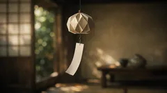 折り紙で風鈴を手作りする簡単な作り方、丸く切るだけで立体に