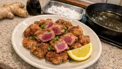 買ってきた鰹のたたきがごちそうに：10分下味でカリッと竜田揚げ風（揚げ焼き）