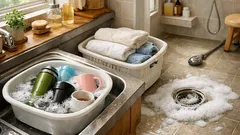 過炭酸ナトリウムで放置掃除するだけ、水筒の茶渋・タオル臭・排水口ぬめりをまとめてリセット