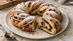 切るたび層がほどける「トルタ・アンジェリカ」—チョコとくるみの編み込み発酵スイーツ