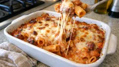 エアフライヤーで簡単、とろけるモッツァレラのリガトーニグラタン風（サルシッチャ入り）