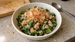 さっとゆでて和えるだけ：わさび菜とツナのマヨポン和えであと一品