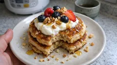 オートミール粉でふんわり：卵白×ギリシャヨーグルトのグルテンフリーパンケーキ